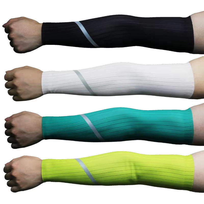 Reflective Compression Sports Cycling Arm Sleeve Basketball Arm Warmer Summer Running Tennis UV Protection Volleyball Bands