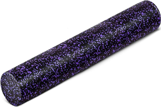 High Density Foam Roller for Back, Variety of Sizes & Colors for Yoga, Pilates - Purple Speckled - 36 Inches